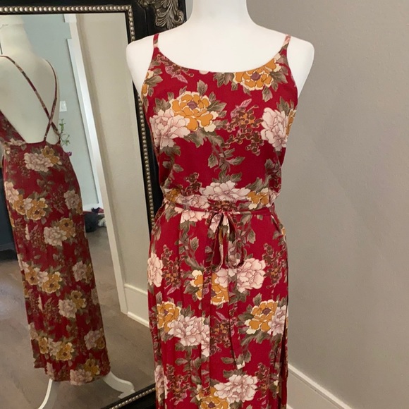 NEW ✨ Reformation Floral Wedding Party Event Ila Midi Maxi Wrap Red Dress Large - Picture 1 of 9